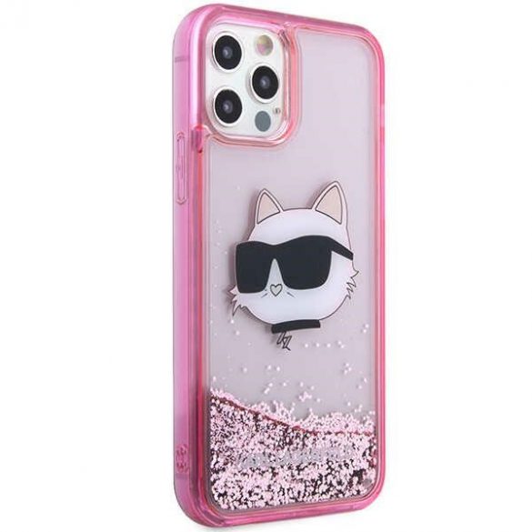 Karl Lagerfeld KLHCP12MLNCHCP iPhone 12/ 12 Pro 6,1 roz/roz hard Husă Glitter Choupette Head"