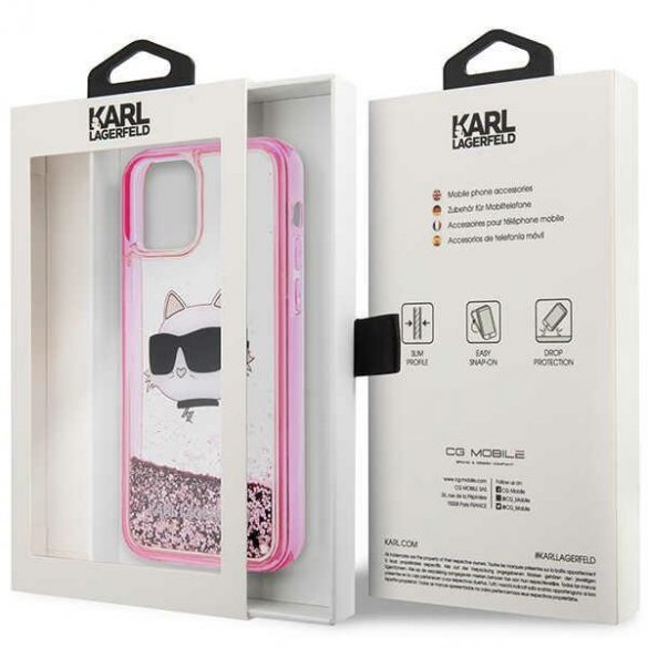 Karl Lagerfeld KLHCP12MLNCHCP iPhone 12/ 12 Pro 6,1 roz/roz hard Husă Glitter Choupette Head"