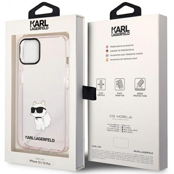 Karl Lagerfeld KLHCP12MHNCHTCP iPhone 12 /12 Pro 6,1 roz/roz hard Husă Ikonik Choupette"