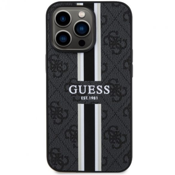 Guess GUHMP13LP4RPSK iPhone 13 Pro / 13 6,1 negru/negru hard Husă 4G Printed Stripes MagSafe"