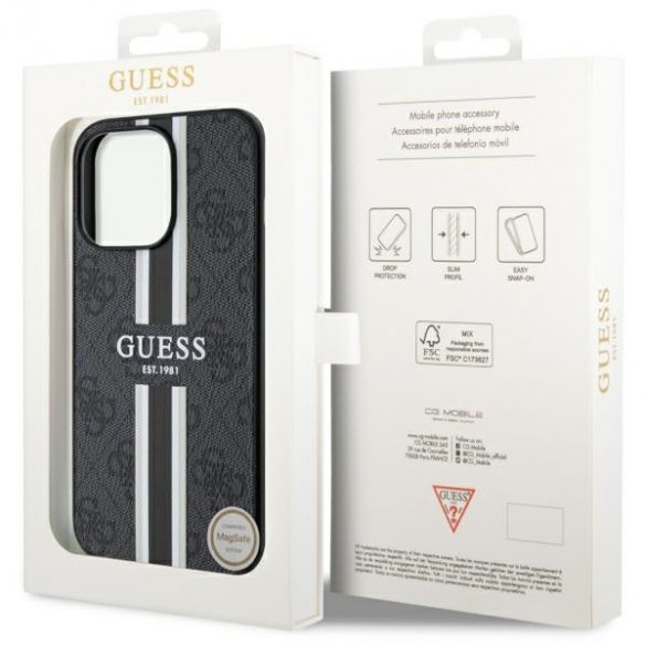 Guess GUHMP13LP4RPSK iPhone 13 Pro / 13 6,1 negru/negru hard Husă 4G Printed Stripes MagSafe"