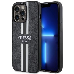 Guess GUHMP13XP4RPSK iPhone 13 Pro Max 6,7 negru / negru hard Husă 4G imprimate dungi MagSafe"