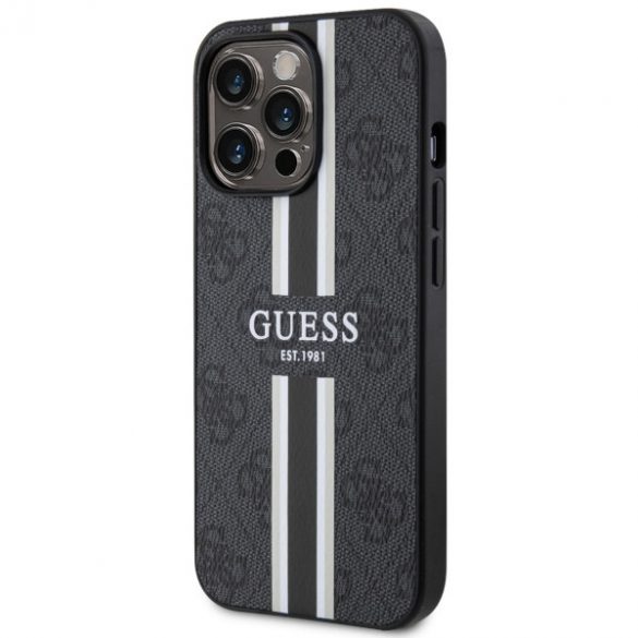 Guess GUHMP13XP4RPSK iPhone 13 Pro Max 6,7 negru / negru hard Husă 4G imprimate dungi MagSafe"