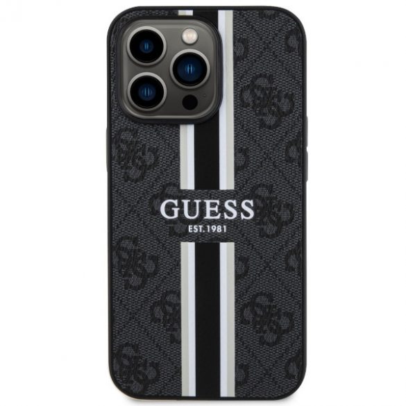 Guess GUHMP13XP4RPSK iPhone 13 Pro Max 6,7 negru / negru hard Husă 4G imprimate dungi MagSafe"