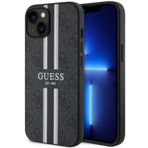 Guess GUHMP14MP4RPSK iPhone 14 Plus / 15 Plus 6,7" carcasă rigidă/neagră 4G Printed Stripes MagSafe