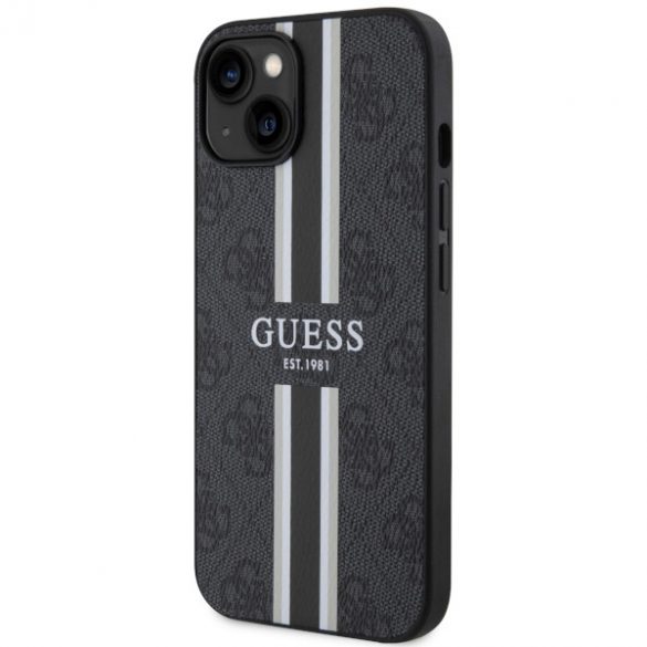 Guess GUHMP14MP4RPSK iPhone 14 Plus / 15 Plus 6,7" carcasă rigidă/neagră 4G Printed Stripes MagSafe