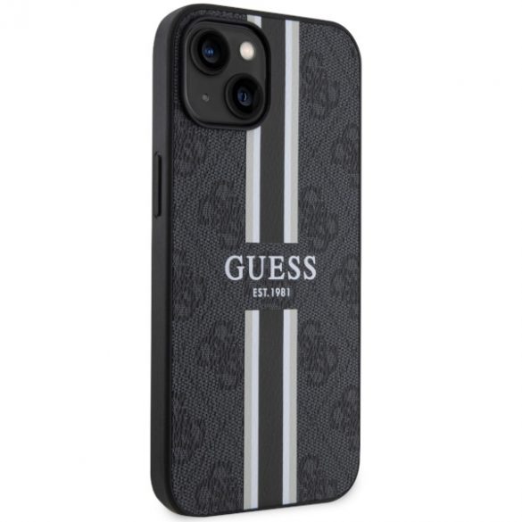 Guess GUHMP14MP4RPSK iPhone 14 Plus / 15 Plus 6,7" carcasă rigidă/neagră 4G Printed Stripes MagSafe