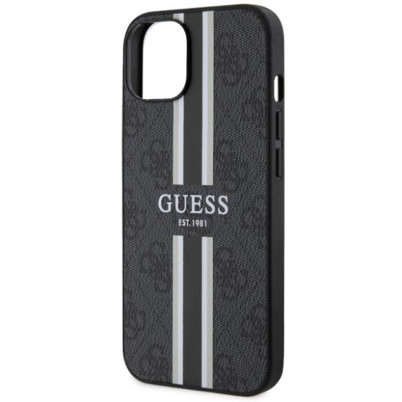 Guess GUHMP14MP4RPSK iPhone 14 Plus / 15 Plus 6,7" carcasă rigidă/neagră 4G Printed Stripes MagSafe