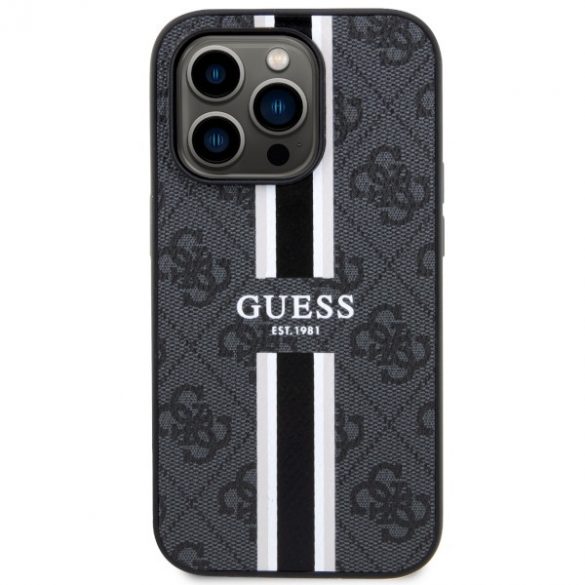 Guess GUHMP14LP4RPSK iPhone 14 Pro 6.1 carcasă rigidă/neagră 4G Printed Stripes MagSafe"