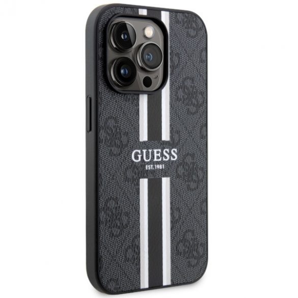 Guess GUHMP14LP4RPSK iPhone 14 Pro 6.1 carcasă rigidă/neagră 4G Printed Stripes MagSafe"