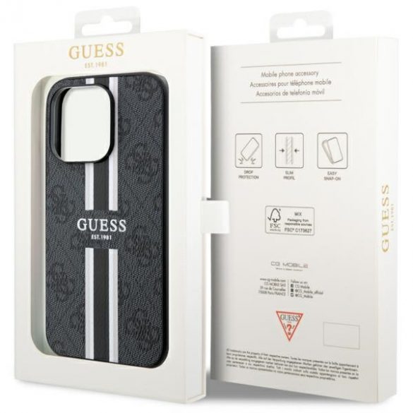 Guess GUHMP14LP4RPSK iPhone 14 Pro 6.1 carcasă rigidă/neagră 4G Printed Stripes MagSafe"