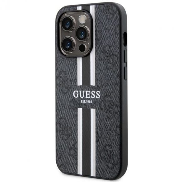 Guess GUHMP14XP4RPSK iPhone 14 Pro Max 6.7 carcasă rigidă neagră 4G Printed Stripes MagSafe"