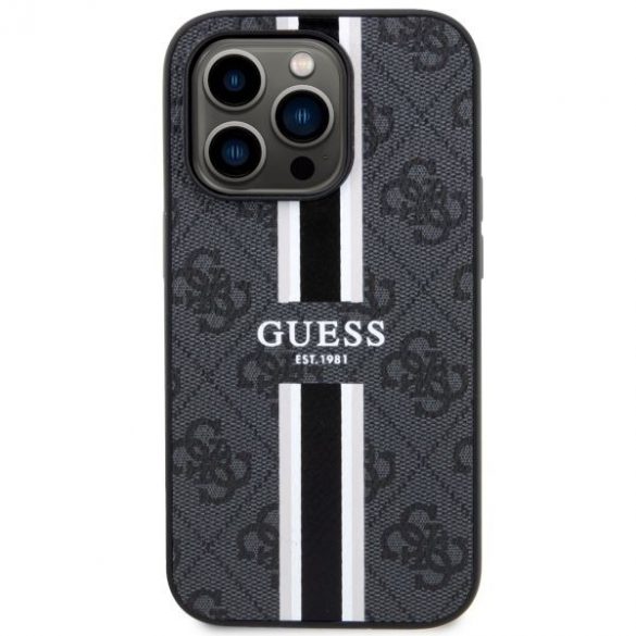 Guess GUHMP14XP4RPSK iPhone 14 Pro Max 6.7 carcasă rigidă neagră 4G Printed Stripes MagSafe"