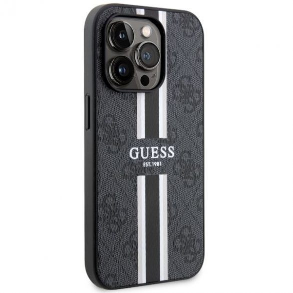 Guess GUHMP14XP4RPSK iPhone 14 Pro Max 6.7 carcasă rigidă neagră 4G Printed Stripes MagSafe"