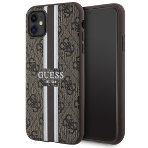 Guess GUHMN61P4RPSW iPhone 11 / Xr husă rigidă maro/brązowy 4G Printed Stripes MagSafe