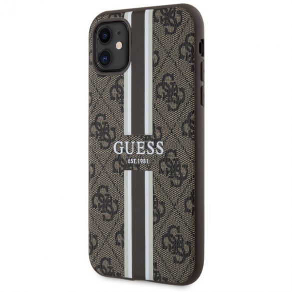 Guess GUHMN61P4RPSW iPhone 11 / Xr husă rigidă maro/brązowy 4G Printed Stripes MagSafe