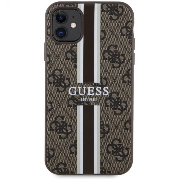 Guess GUHMN61P4RPSW iPhone 11 / Xr husă rigidă maro/brązowy 4G Printed Stripes MagSafe