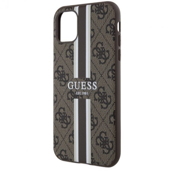 Guess GUHMN61P4RPSW iPhone 11 / Xr husă rigidă maro/brązowy 4G Printed Stripes MagSafe