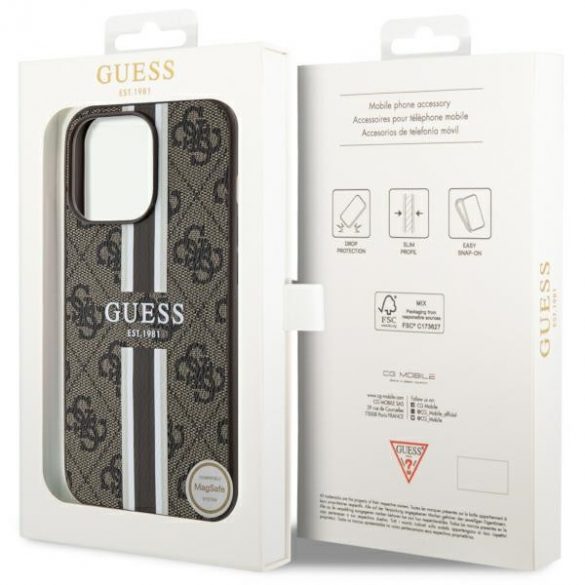 Guess GUHMP13LP4RPSW iPhone 13 Pro / 13 6.1 brązowy/maro husă rigidă 4G Printed Stripes MagSafe"