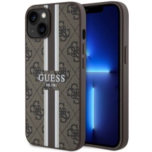 Guess GUHMP14SP4RPSW iPhone 14 / 15 / 13 6,1" husă rigidă maro/brązowy 4G Printed Stripes MagSafe