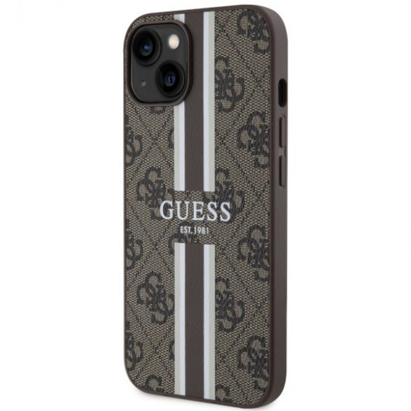 Guess GUHMP14SP4RPSW iPhone 14 / 15 / 13 6,1" husă rigidă maro/brązowy 4G Printed Stripes MagSafe