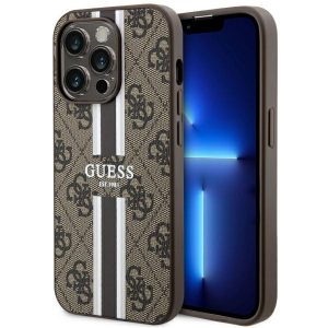 Guess GUHMP14LP4RPSW iPhone 14 Pro 6.1 husă rigidă brązowy/maro 4G Printed Stripes MagSafe"