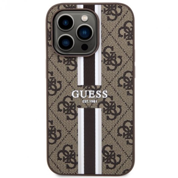 Guess GUHMP14LP4RPSW iPhone 14 Pro 6.1 husă rigidă brązowy/maro 4G Printed Stripes MagSafe"