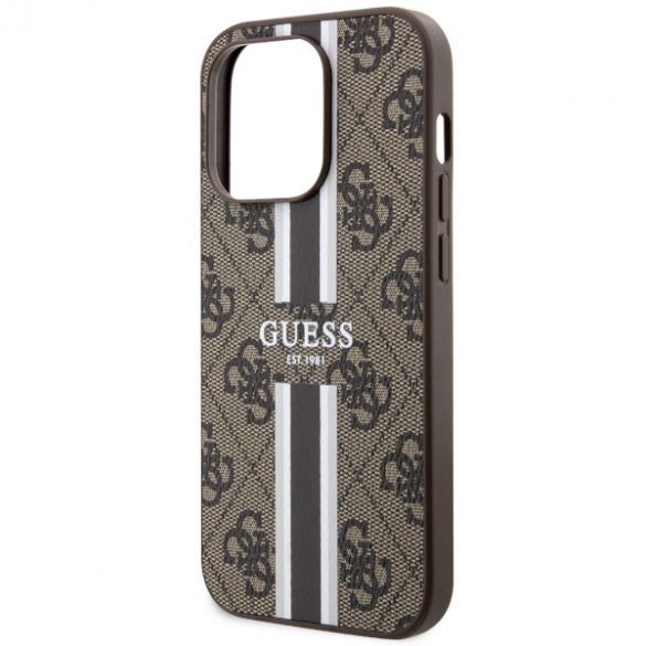 Guess GUHMP14LP4RPSW iPhone 14 Pro 6.1 husă rigidă brązowy/maro 4G Printed Stripes MagSafe"