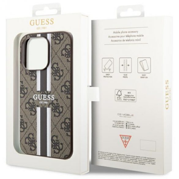 Guess GUHMP14XP4RPSW iPhone 14 Pro Max 6.7 brązowy/maro husă rigidă 4G Printed Stripes MagSafe"