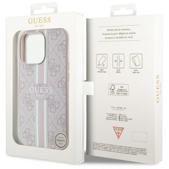 Guess GUHMP13XP4RPSP iPhone 13 Pro Max 6,7 rożowy/roz husă rigidă 4G Printed Stripes MagSafe"