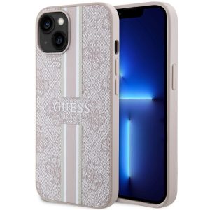 Guess GUHMP14SP4RPSP iPhone 14 / 15 / 13 6.1" rożowy/roz hardcase 4G Printed Stripes MagSafe