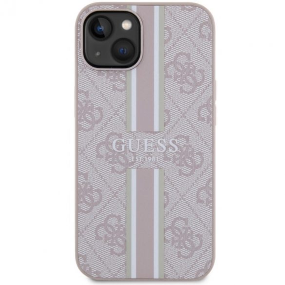 Guess GUHMP14SP4RPSP iPhone 14 / 15 / 13 6.1" rożowy/roz hardcase 4G Printed Stripes MagSafe