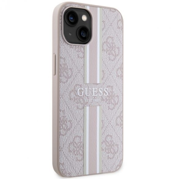 Guess GUHMP14SP4RPSP iPhone 14 / 15 / 13 6.1" rożowy/roz hardcase 4G Printed Stripes MagSafe