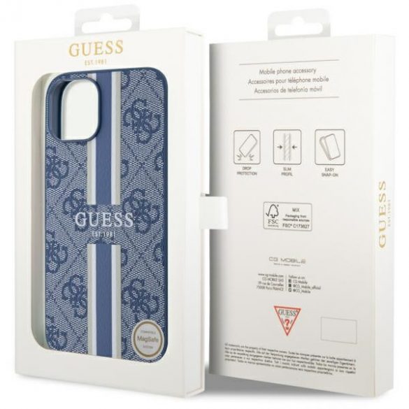 Guess GUHMP14MP4RPSB iPhone 14 Plus / 15 Plus 6,7" niebieski/albastru Hardcase 4G Printed Stripes MagSafe