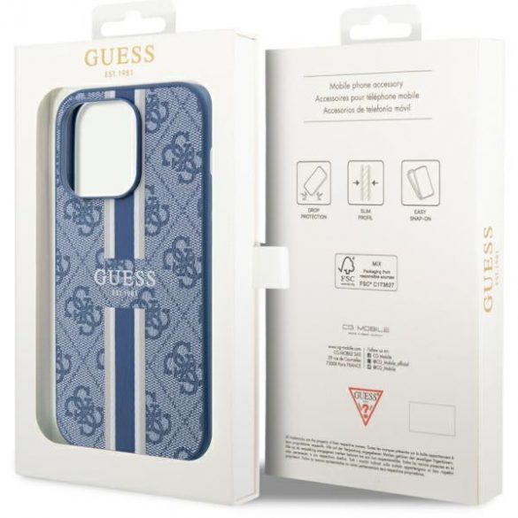 Guess GUHMP14LP4RPSB iPhone 14 Pro 6.1 niebieski/blue hardcase 4G Printed Stripes MagSafe"