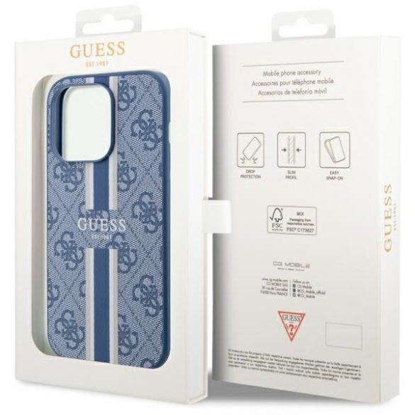 Guess GUHMP14XP4RPSB iPhone 14 Pro Max 6.7 niebieski/carcasă rigidă albastră 4G Printed Stripes MagSafe"