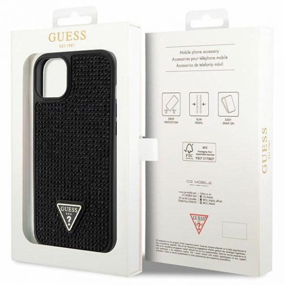 Guess GUHCP14MHDGTPK iPhone 14 Plus / 15 Plus 6.7" carcasă rigidă/neagră Triunghi cu strass