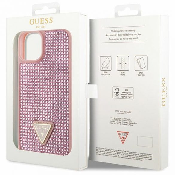 Guess GUHCP14MHDGTPP iPhone 14 Plus / 15 Plus 6.7" rożowy/roz hardcase Triunghi cu stras