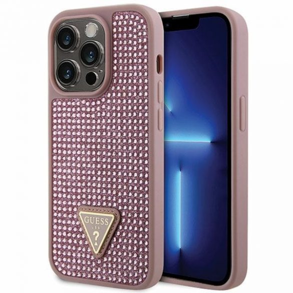 Guess GUHCP14LHDGTPP iPhone 14 Pro 6.1 rożowy/roz carcasă rigidă Triunghi cu strass"