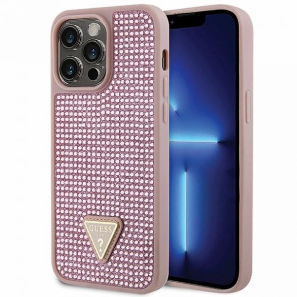 Guess GUHCP14XHDGTPP iPhone 14 Pro Max 6,7 rożowy/roz carcasă rigidă Triunghi cu strass"