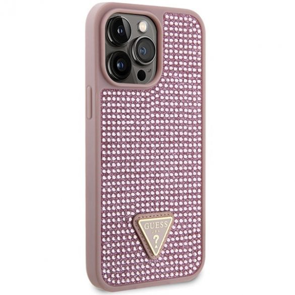 Guess GUHCP14XHDGTPP iPhone 14 Pro Max 6,7 rożowy/roz carcasă rigidă Triunghi cu strass"