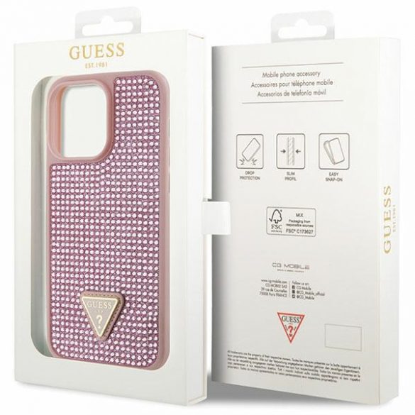 Guess GUHCP14XHDGTPP iPhone 14 Pro Max 6,7 rożowy/roz carcasă rigidă Triunghi cu strass"