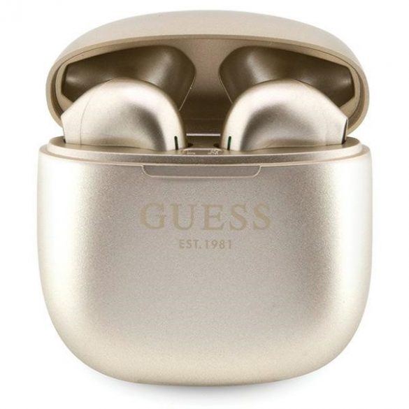 Guess Căști Bluetooth GUTWST26PSD TWS + stație de andocare auriu/auriu Logo clasic EST