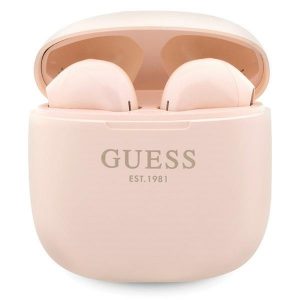 Guess Căști Bluetooth GUTWST26PSP TWS + docking station roz/roz Logo Classic EST