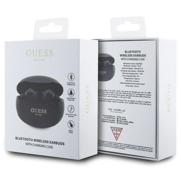 Guess słuchawki Bluetooth GUTWST50EK TWS + stacja dokująca czarny/black Classic EST