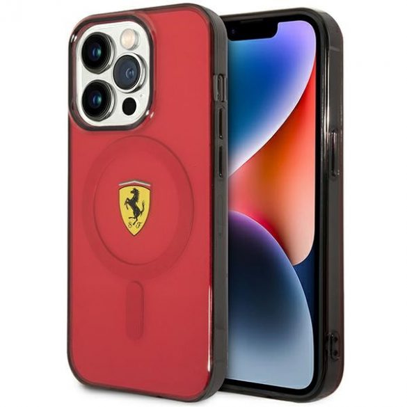 Carcasă rigidă Ferrari FEHMP14LURKR iPhone 14 Pro 6,1 czerwony/roșu Translucent Magsafe"