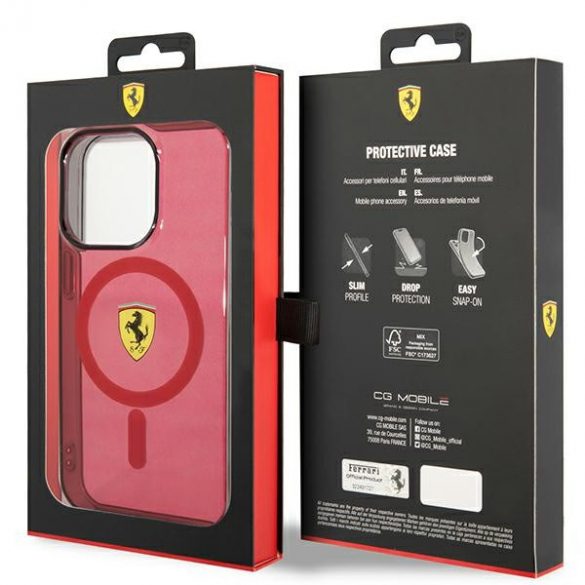 Carcasă rigidă Ferrari FEHMP14LURKR iPhone 14 Pro 6,1 czerwony/roșu Translucent Magsafe"