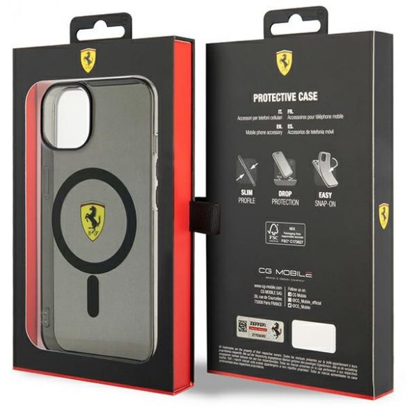 Ferrari FEHMP14MURKK iPhone 14 Plus / 15 Plus 6.7" negru/negru hard Husă Translucent Magsafe