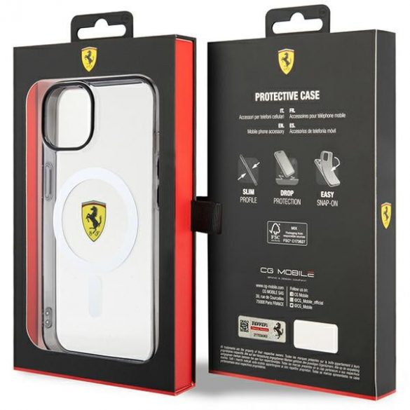 Ferrari FEHMP14SURKT iPhone 14 / 15 / 13 6.1" transparent/transparent hard Husă Outline Magsafe