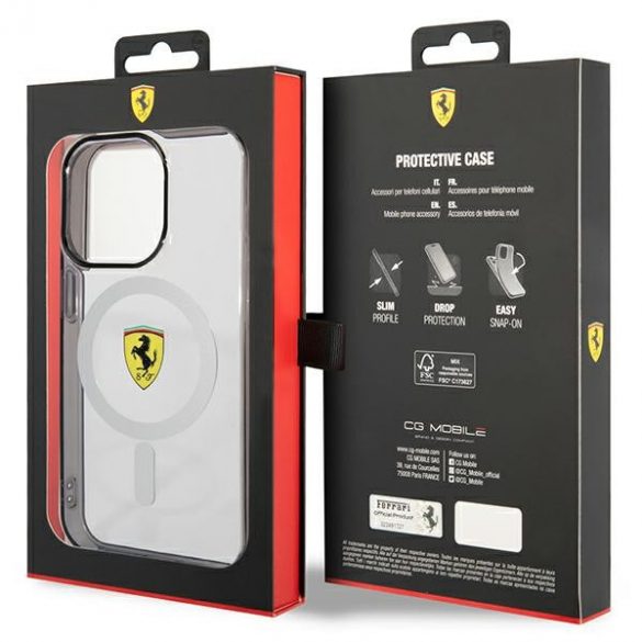 Carcasă rigidă Ferrari FEHMP14LURKT iPhone 14 Pro 6,1 przezroczysty/transparentă Outline Magsafe"